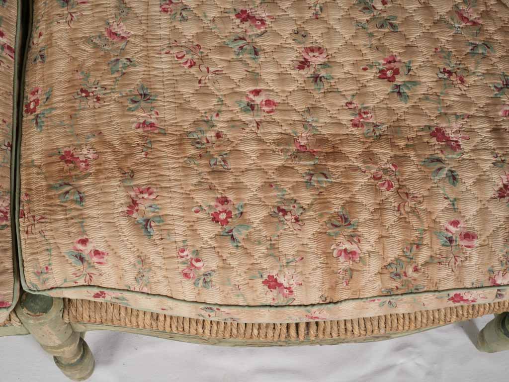Generous 18th Century Provençal Three-Seat Radassié in Sage-Green Paint - 76¾"