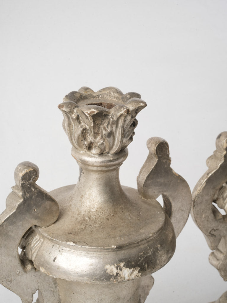 Set Of Three 18th-Century Portuguese Silver Leaf Church Pots À Feu - 10¼"