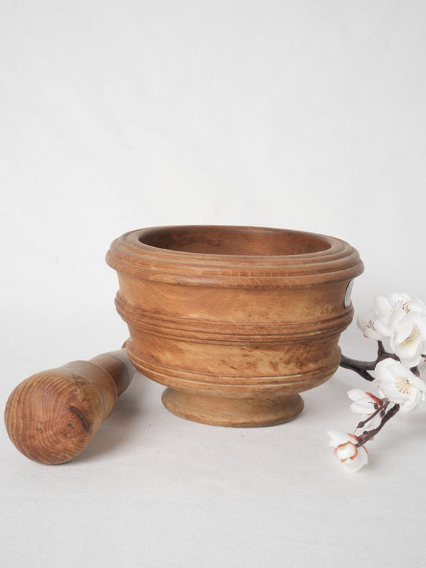 Delightful, aged fruitwood pestle and mortar
