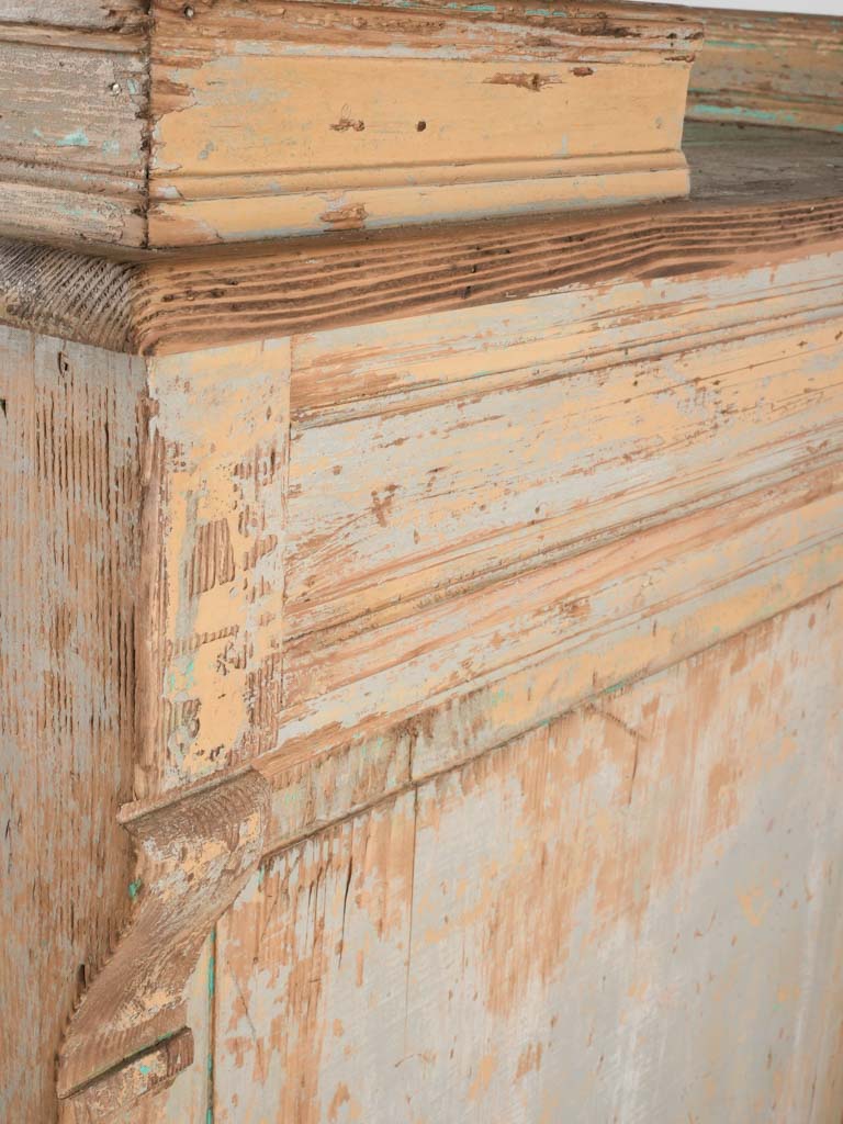 Antique French shop counter w/ light blue patina 31½"