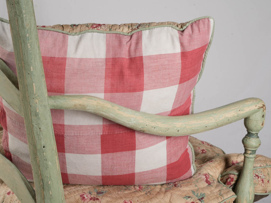 Generous 18th Century Provençal Three-Seat Radassié in Sage-Green Paint - 76¾"