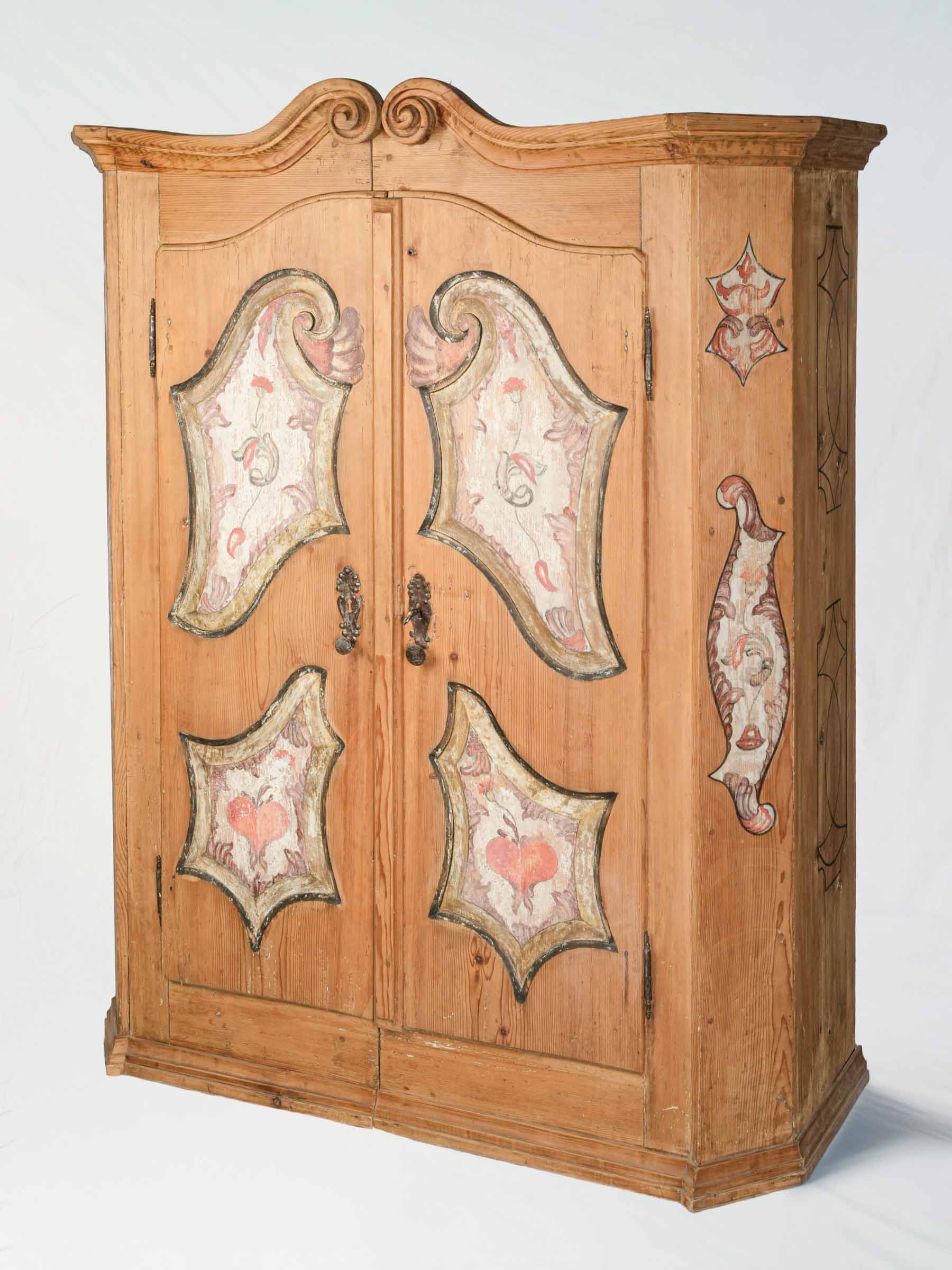 Petite Alsatian Folk Art Painted Armoire - 71¼" x 58¾"