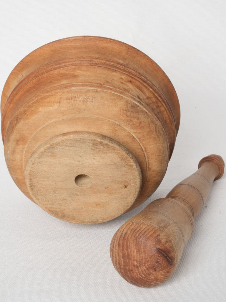 Vintage French olivewood pestle and mortar