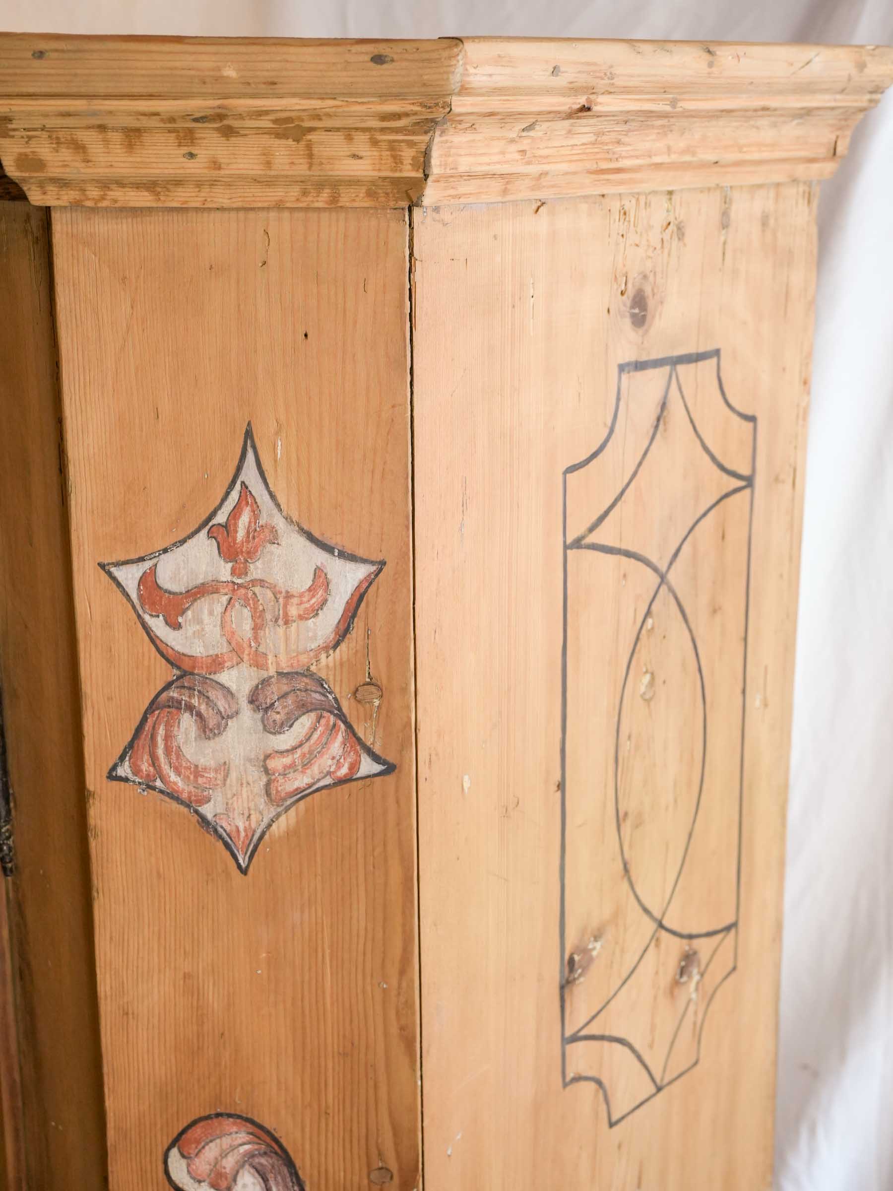 Petite Alsatian Folk Art Painted Armoire - 71¼" x 58¾"