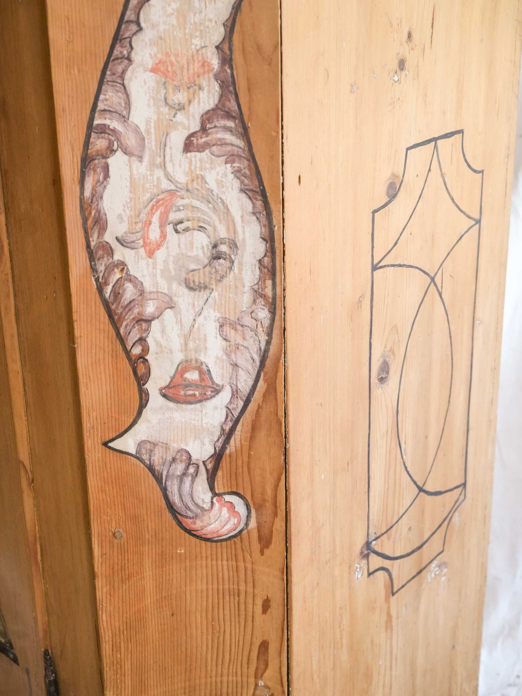 Petite Alsatian Folk Art Painted Armoire - 71¼" x 58¾"