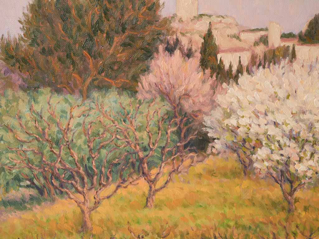 Soft light-filled Provençal orchard scene