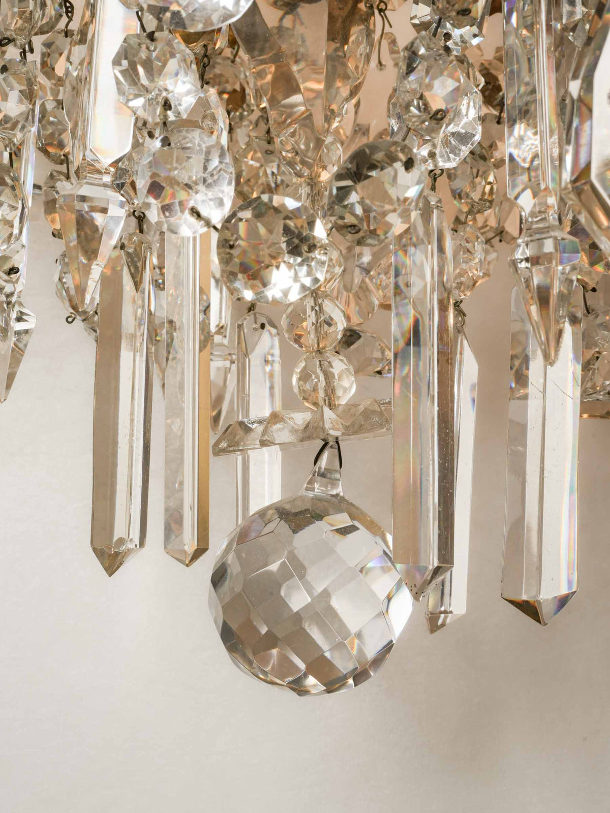 Opulent 19th-Century Six-Light  w/ Sparkling Crystal Drops - 28¾" x 17¼"