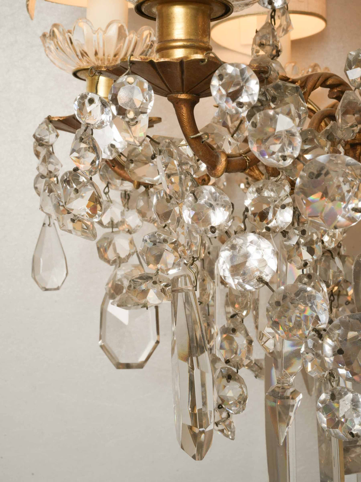Opulent 19th-Century Six-Light  w/ Sparkling Crystal Drops - 28¾" x 17¼"
