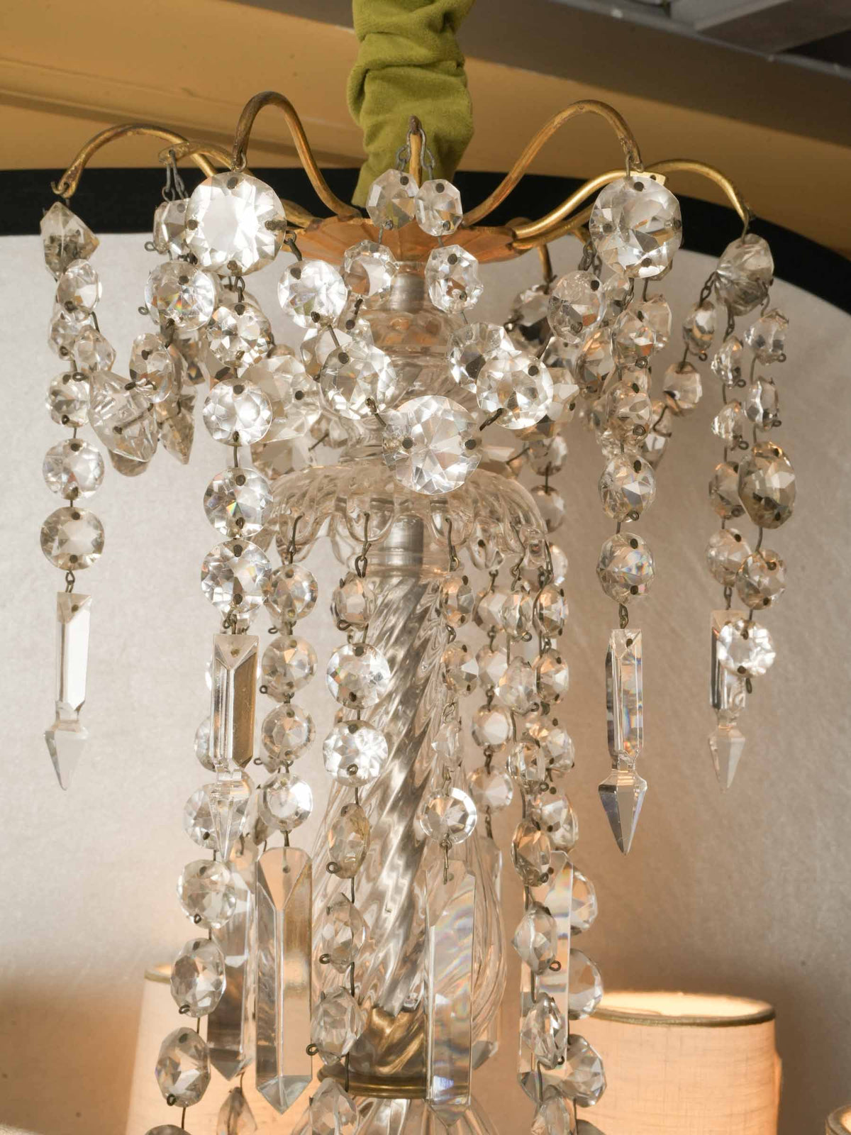 Opulent 19th-Century Six-Light  w/ Sparkling Crystal Drops - 28¾" x 17¼"