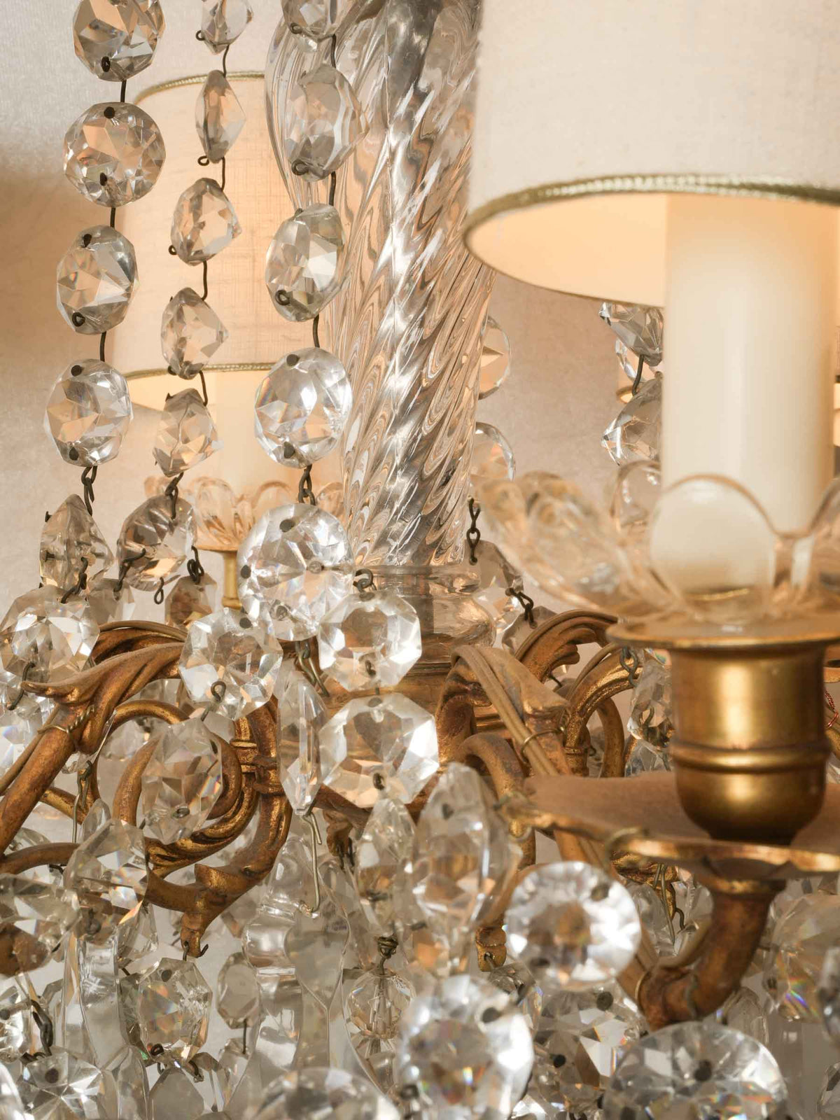 Opulent 19th-Century Six-Light  w/ Sparkling Crystal Drops - 28¾" x 17¼"