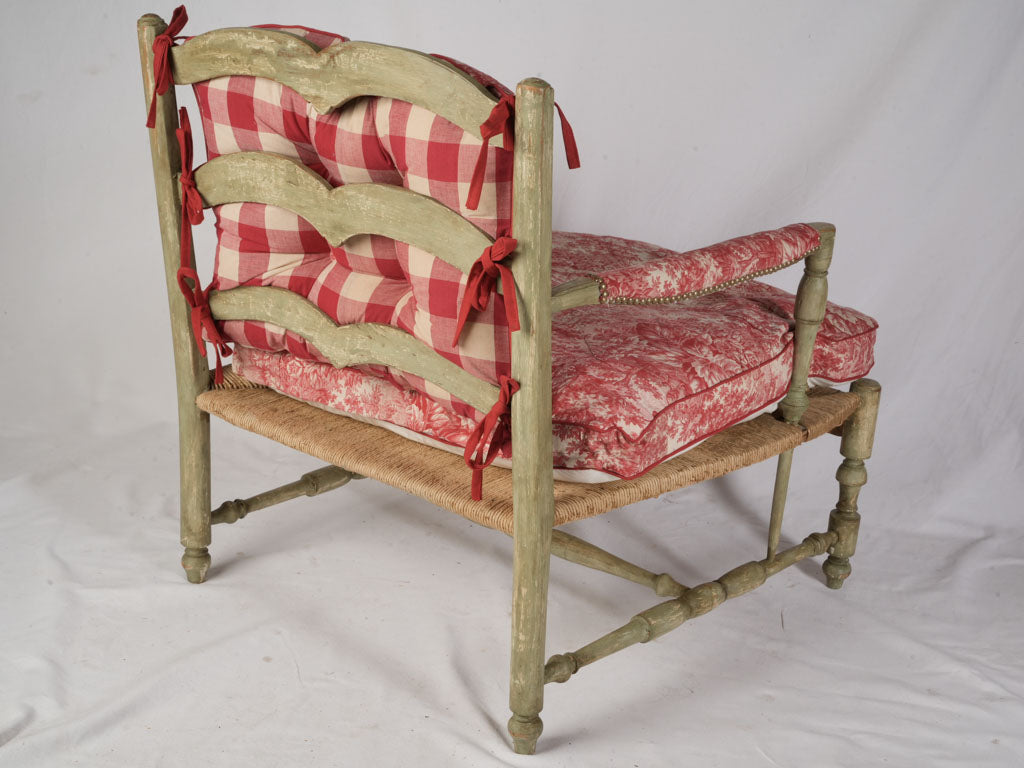 Late 18th Century Provençal Sectional Chaise Longue w/ Vibrant Toile de Nantes Upholstery
