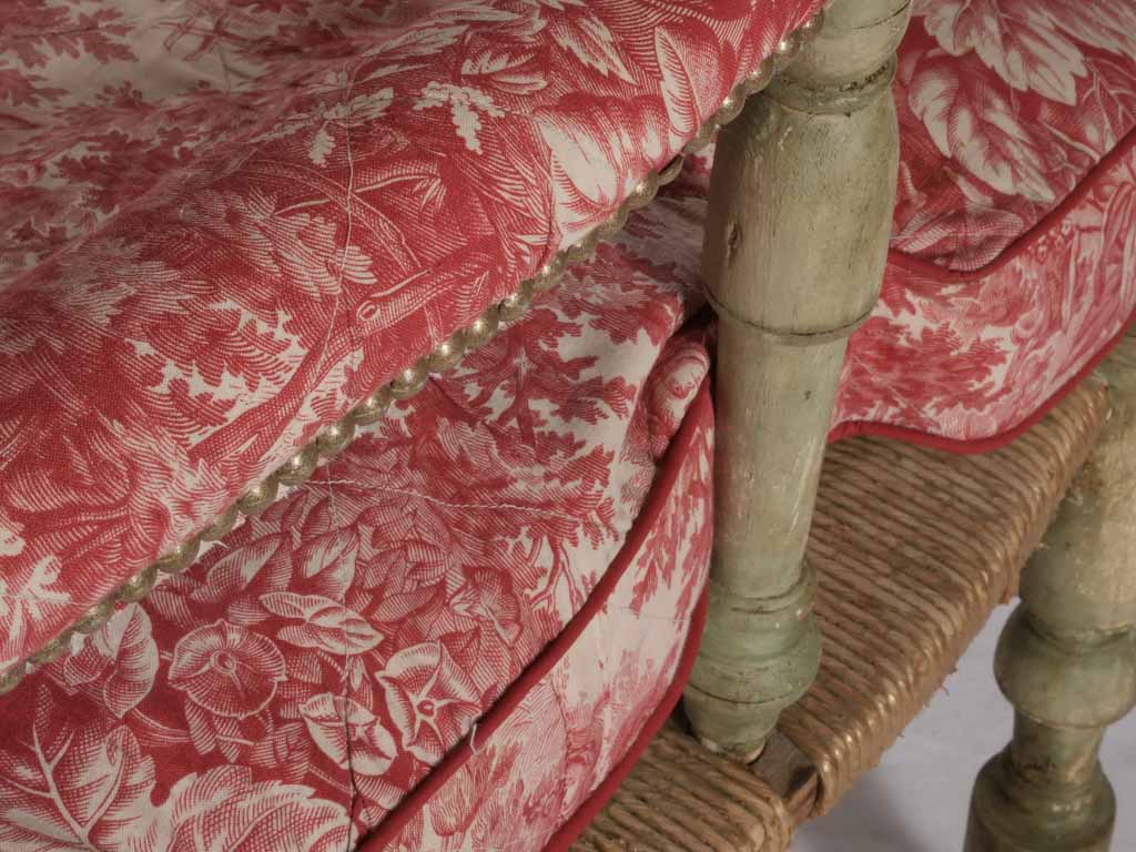 Late 18th Century Provençal Sectional Chaise Longue w/ Vibrant Toile de Nantes Upholstery