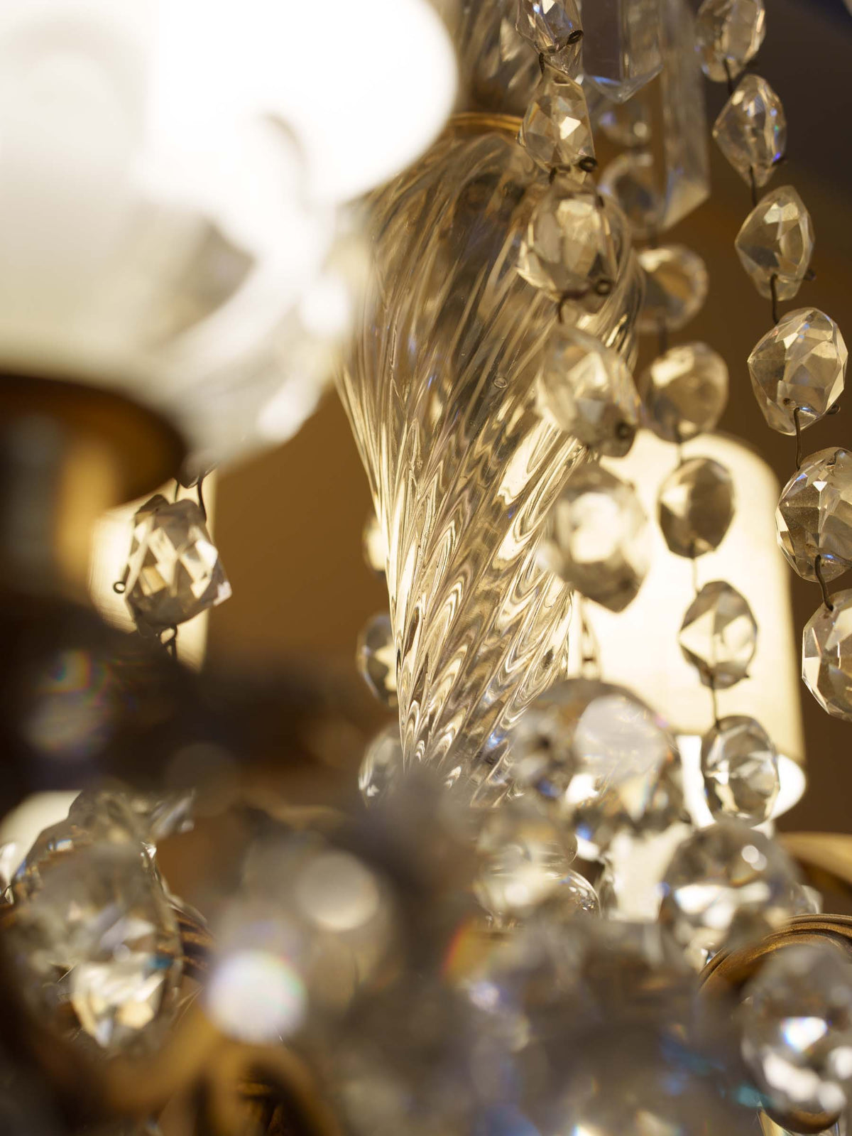Opulent 19th-Century Six-Light  w/ Sparkling Crystal Drops - 28¾" x 17¼"