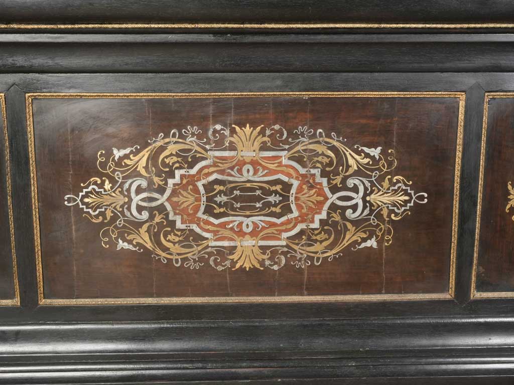 Rare Late 19th Century Ebonized Bar w/ Brass Marquetry and Tap - 36¼" x 70"