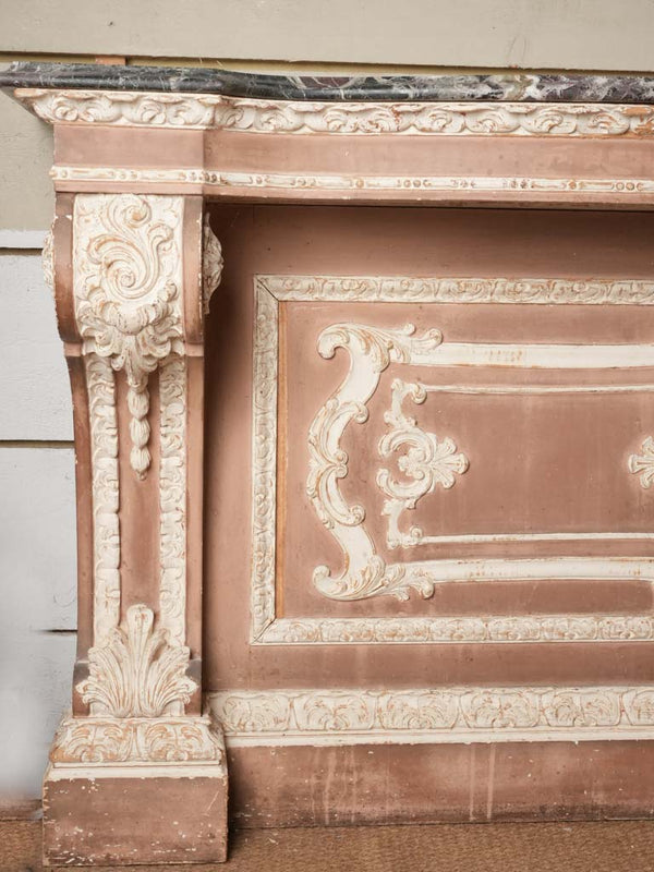 Vintage marble stucco Italian fireplace