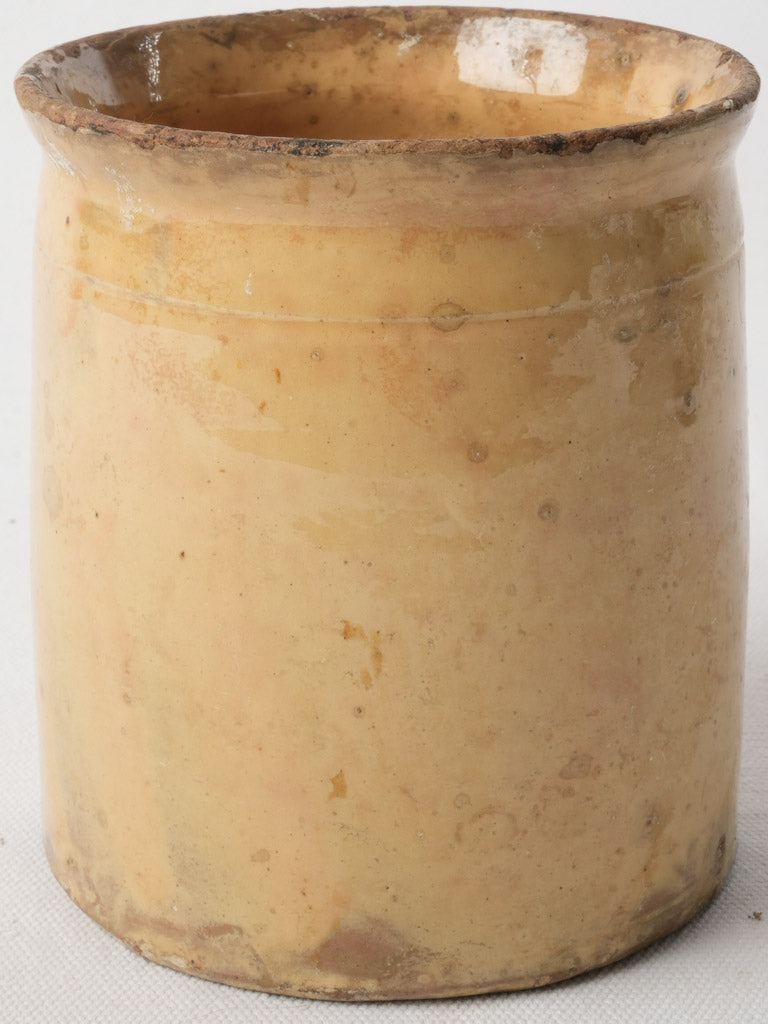 Small Rustic French Ceramic Pot W/ Ochre Glaze - 5½"