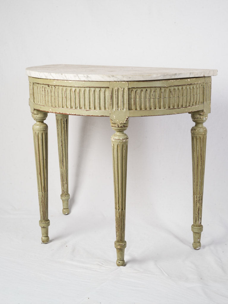 French Louis XVI Style Half-Moon Console Table Circa 1900 w/ Marble Top