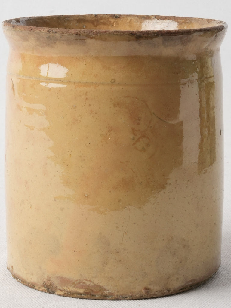 Small Rustic French Ceramic Pot W/ Ochre Glaze - 5½"