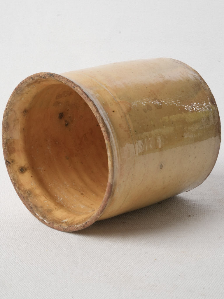 Small Rustic French Ceramic Pot W/ Ochre Glaze - 5½"