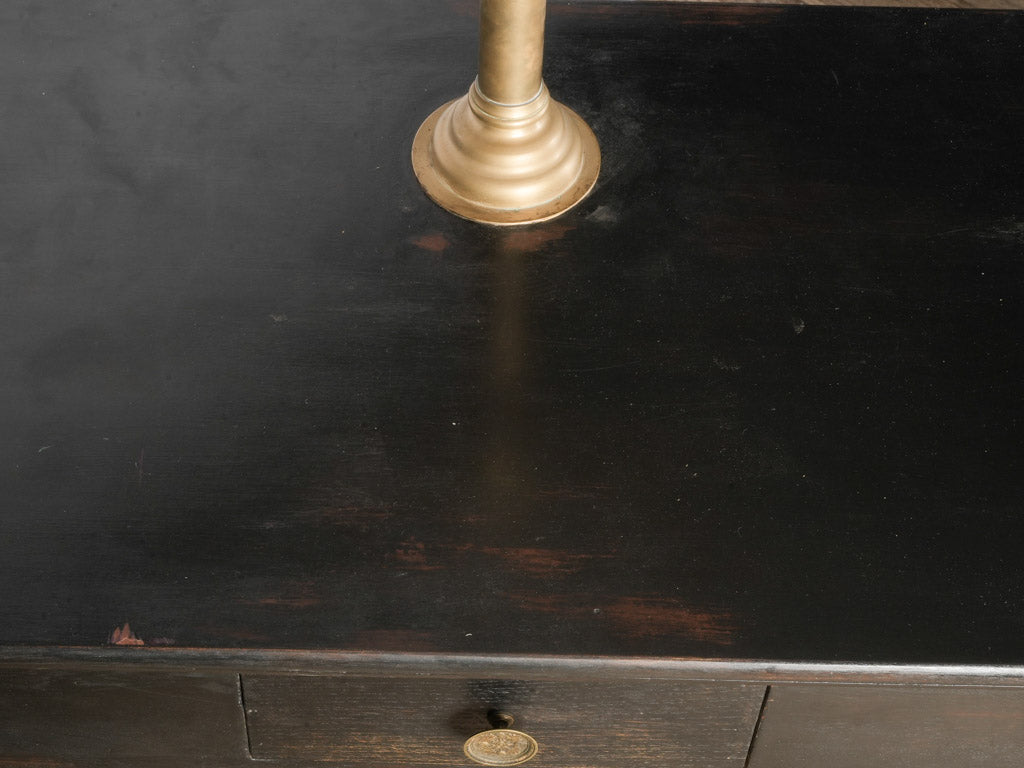 Rare Late 19th Century Ebonized Bar w/ Brass Marquetry and Tap - 36¼" x 70"