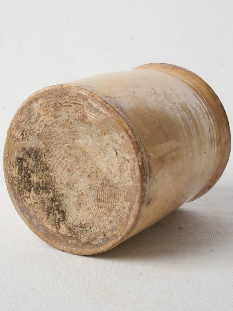 Small Rustic French Ceramic Pot W/ Ochre Glaze - 5½"
