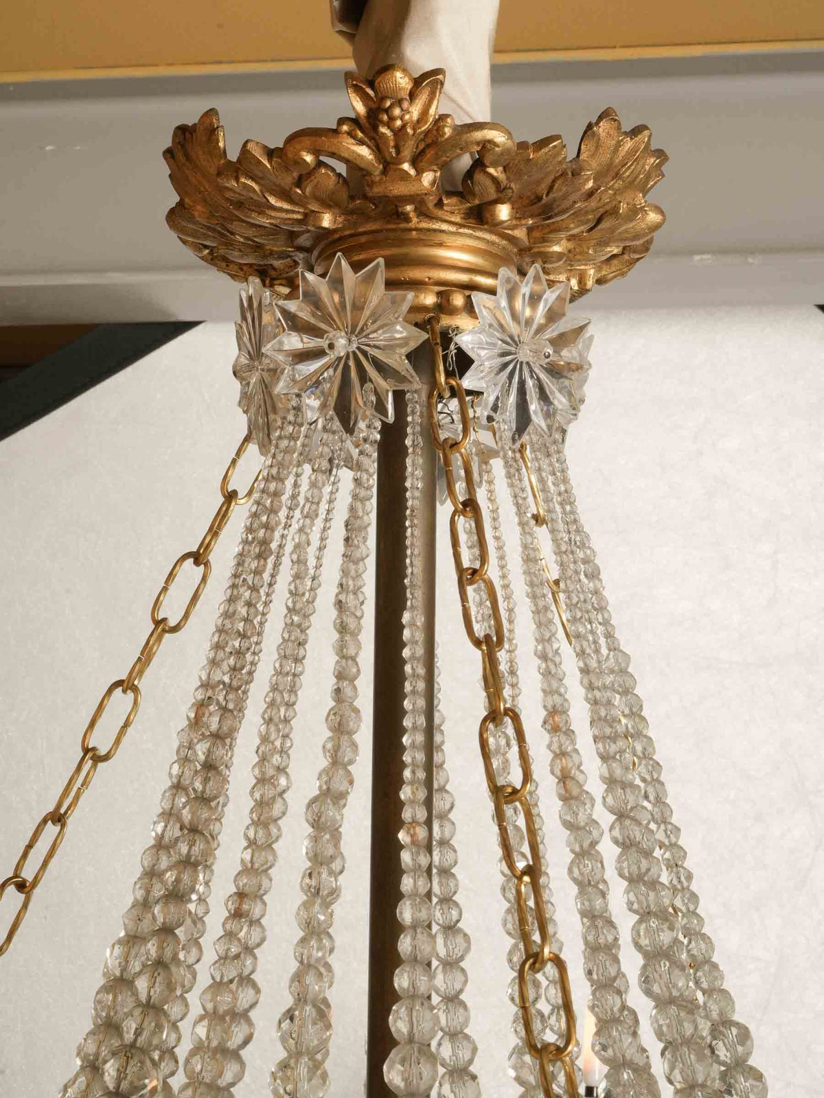 Large Louis XVI-Style Balloon Chandelier w/ Opulent Glass Beadwork - 26½" x 27½"