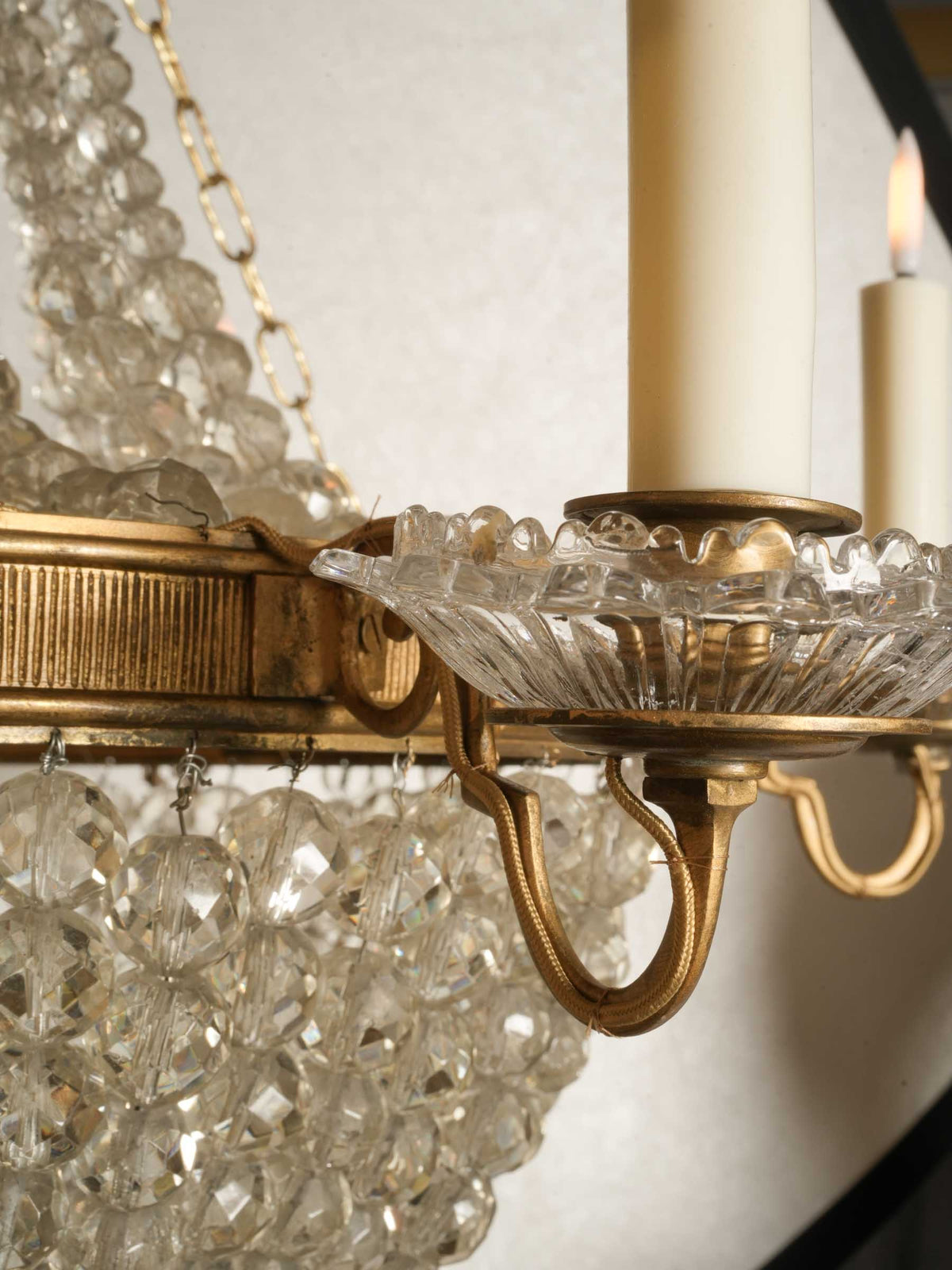 Large Louis XVI-Style Balloon Chandelier w/ Opulent Glass Beadwork - 26½" x 27½"