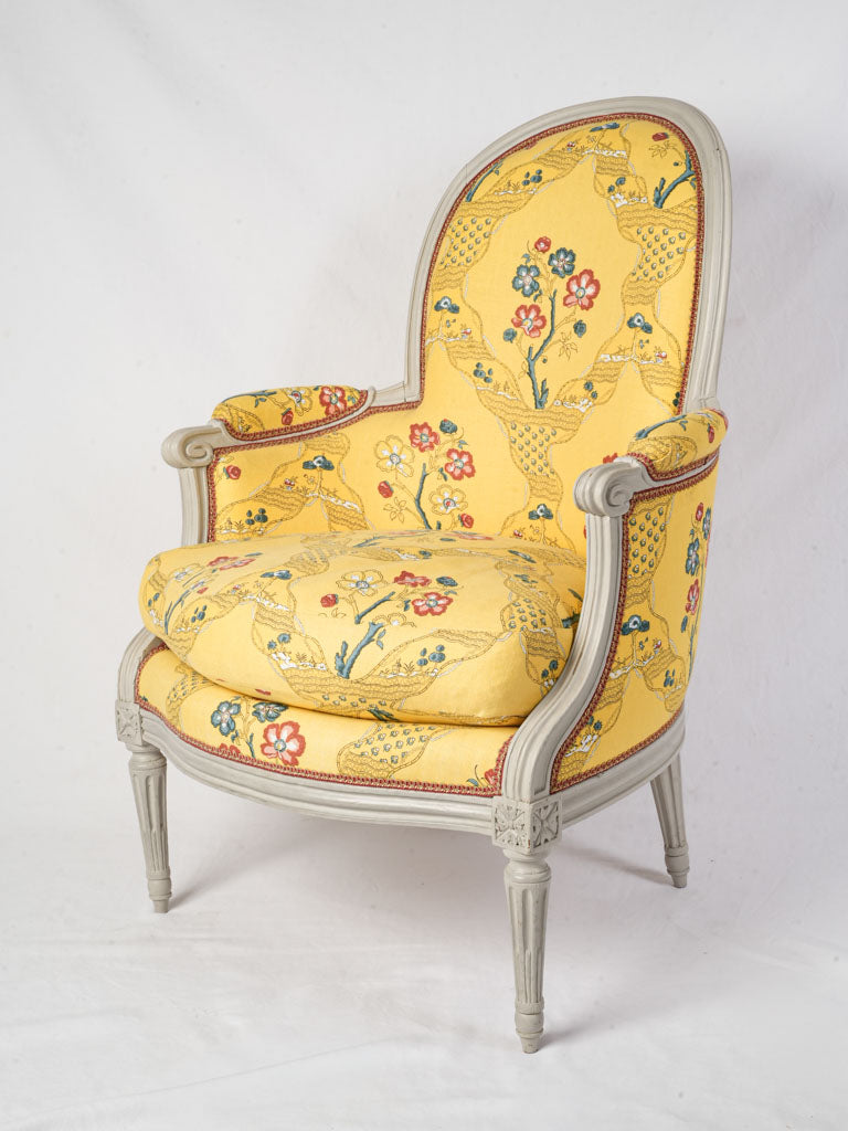 18th Century Bergère Armchair Stamped Nadal l’Aîné Newly Upholstered - 39"