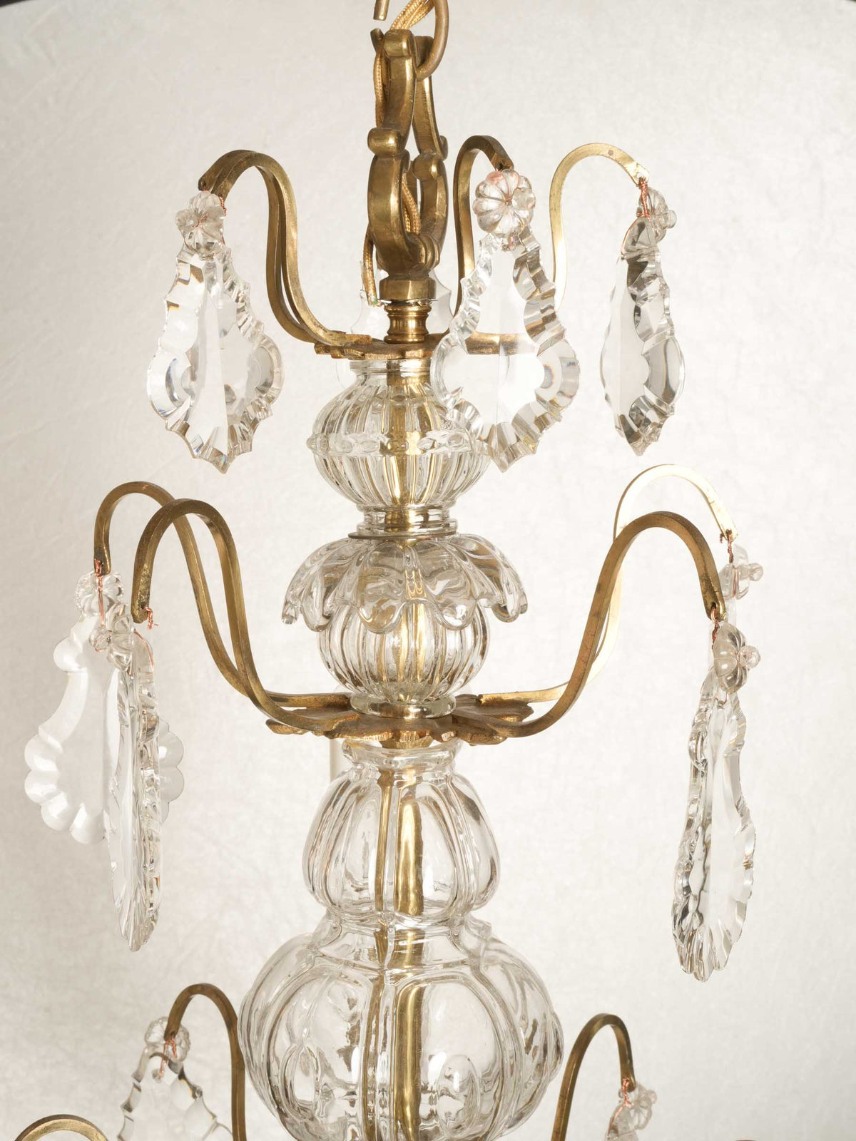 Refined Antique Gilt-Brass Five-Light Chandelier- 33" x 21¼"