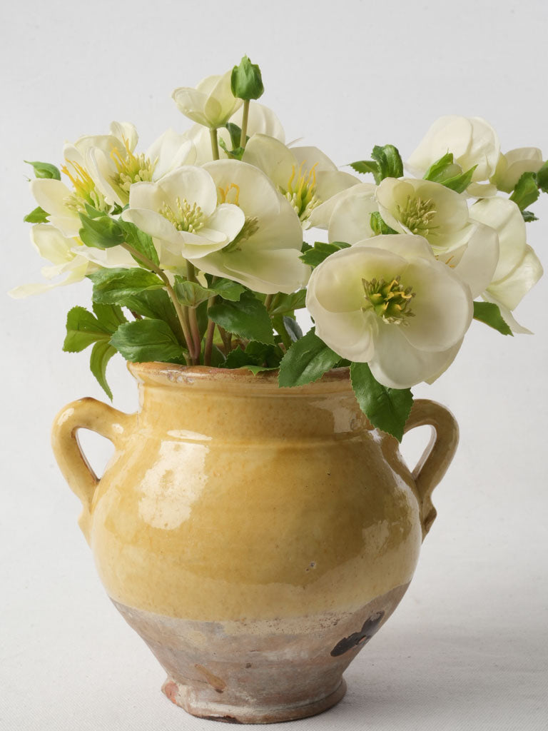 Small Antique Saint-Jean-de-Fos Confit Pot W/ Bright Yellow Glaze - 7½"