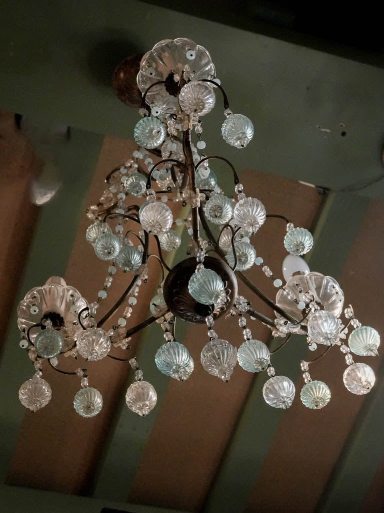 Vintage swirled glass ball chandelier