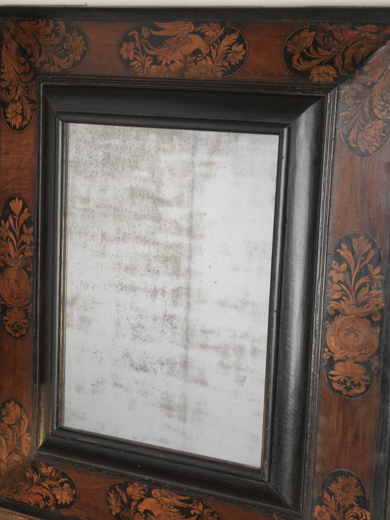 Grand 17th Century Languedoc Mirror W/ Fruitwood Marquetry and Original Mercury Plate - 43" x 33½"