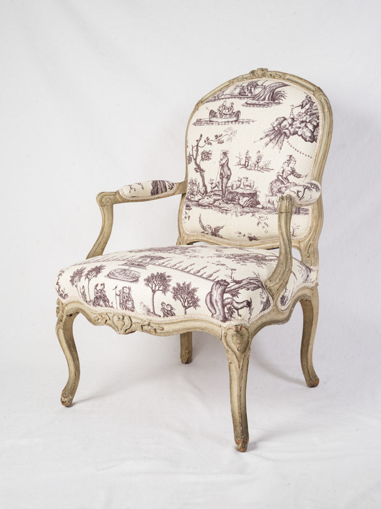 Graceful Louis XV Open Armchair Stamped Delaporte -36¼"