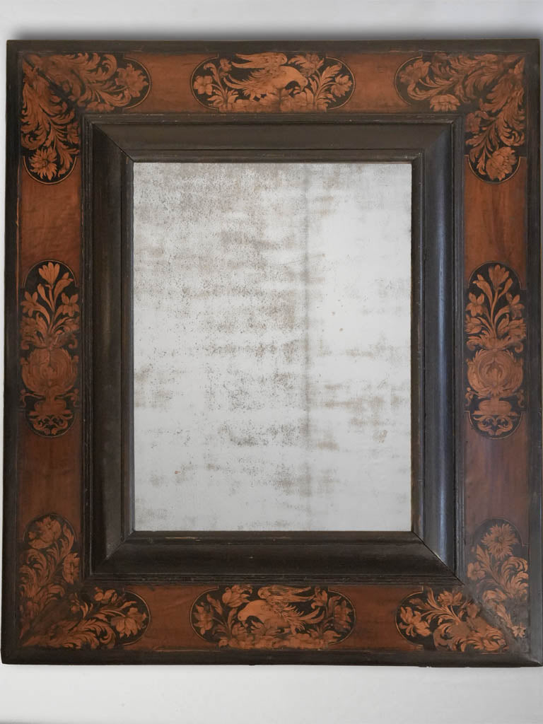 Grand 17th Century Languedoc Mirror W/ Fruitwood Marquetry and Original Mercury Plate - 43" x 33½"