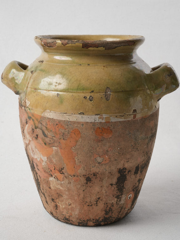 Unique half-glazed terracotta container