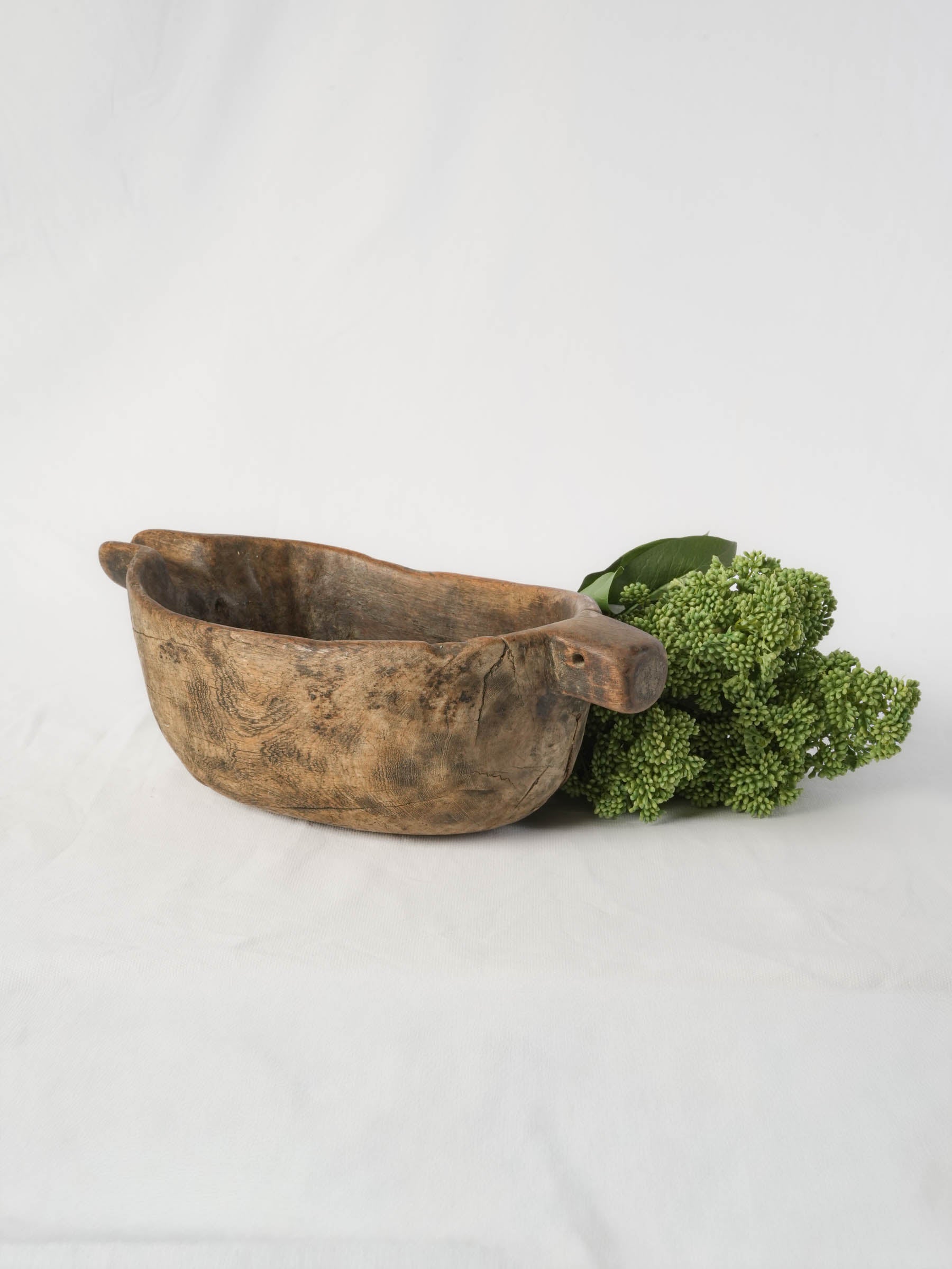 Primitive mid 19th century French Savoie cream bowl with pierced lug