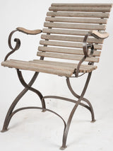 Folding garden armchair w/ timber slats