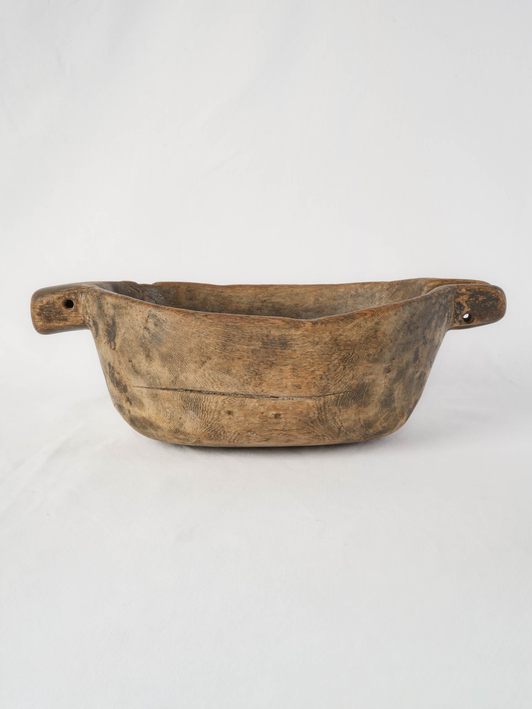 Primitive mid 19th century French Savoie cream bowl with pierced lug