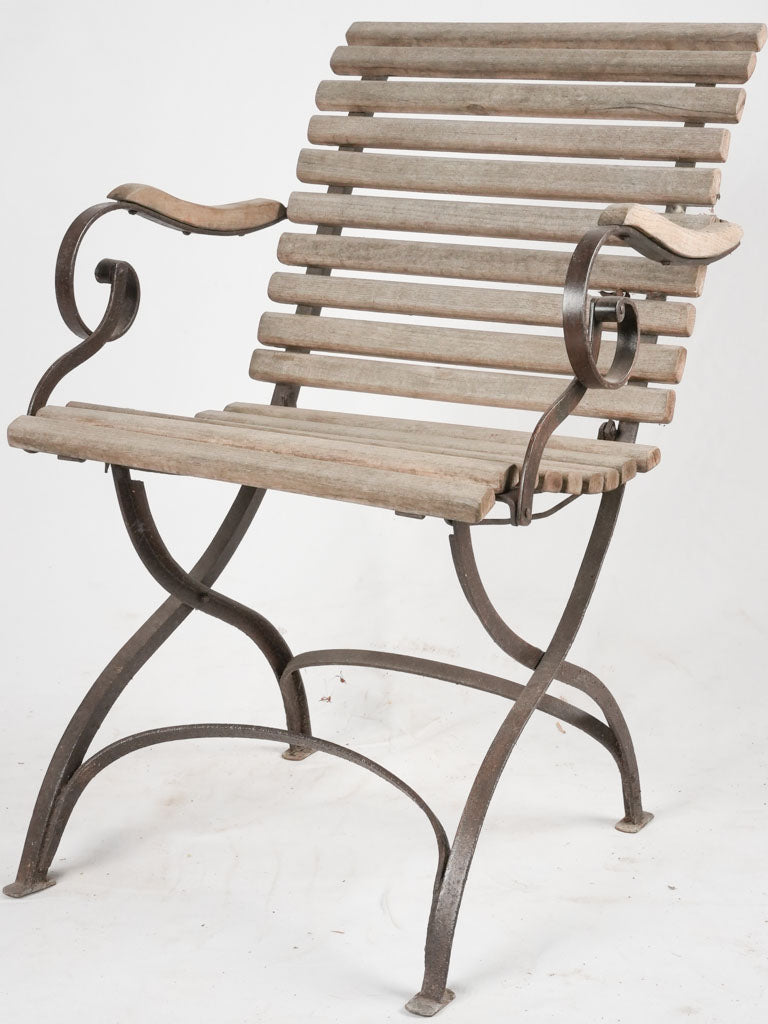 Folding garden armchair w/ timber slats