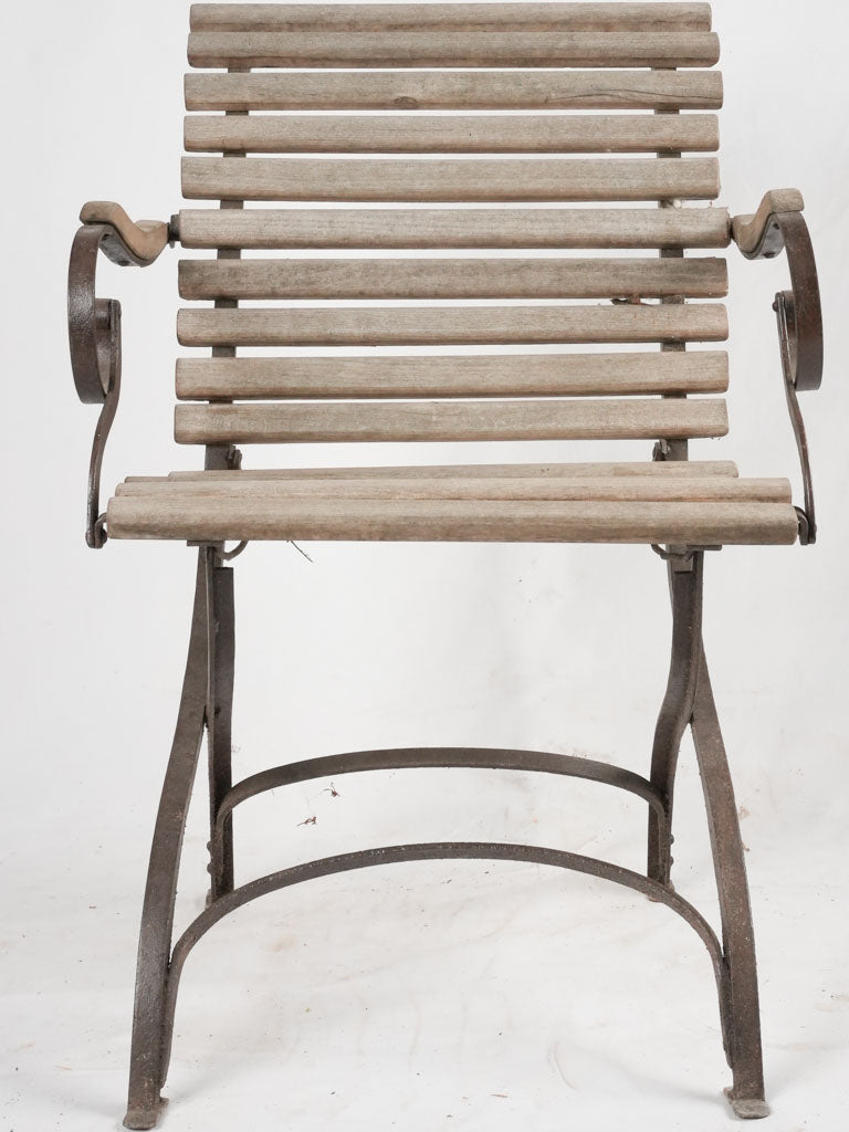 Folding garden armchair w/ timber slats