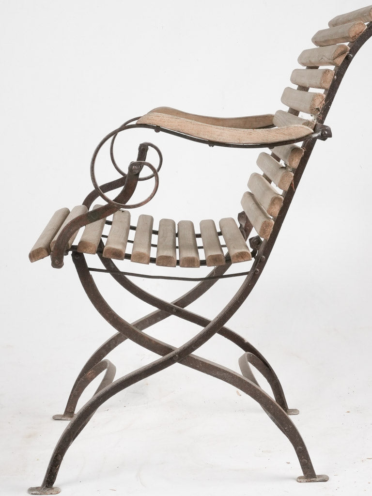 Folding garden armchair w/ timber slats
