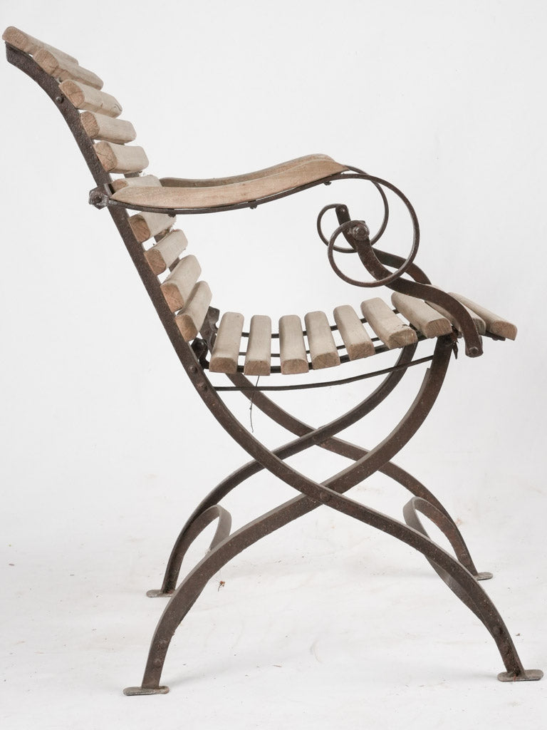 Folding garden armchair w/ timber slats