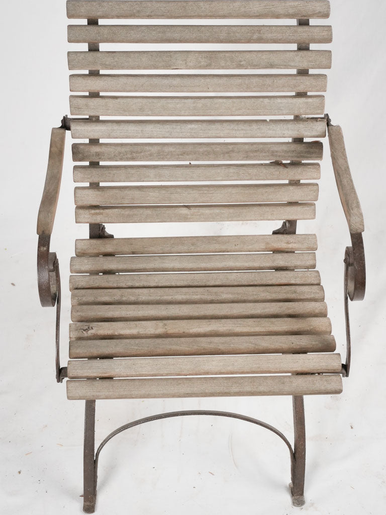 Folding garden armchair w/ timber slats