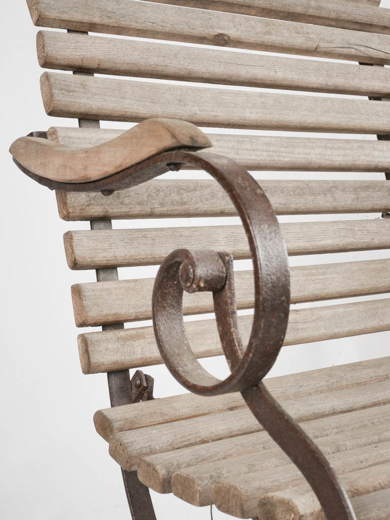 Folding garden armchair w/ timber slats
