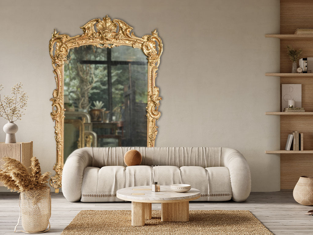 Ornate classical mercury glass mirror