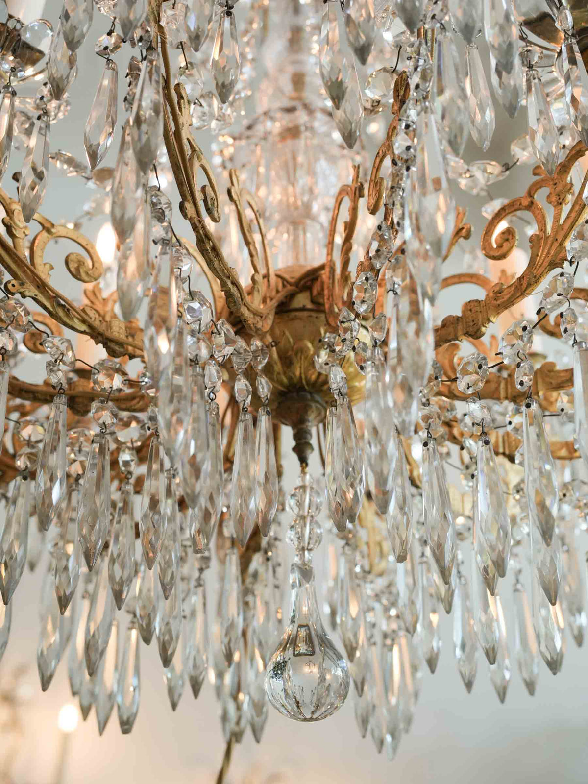Lavish 19th-Century French Gilt-Bronze and Crystal Twelve-Light Chandelier - 31½" x 19¾"