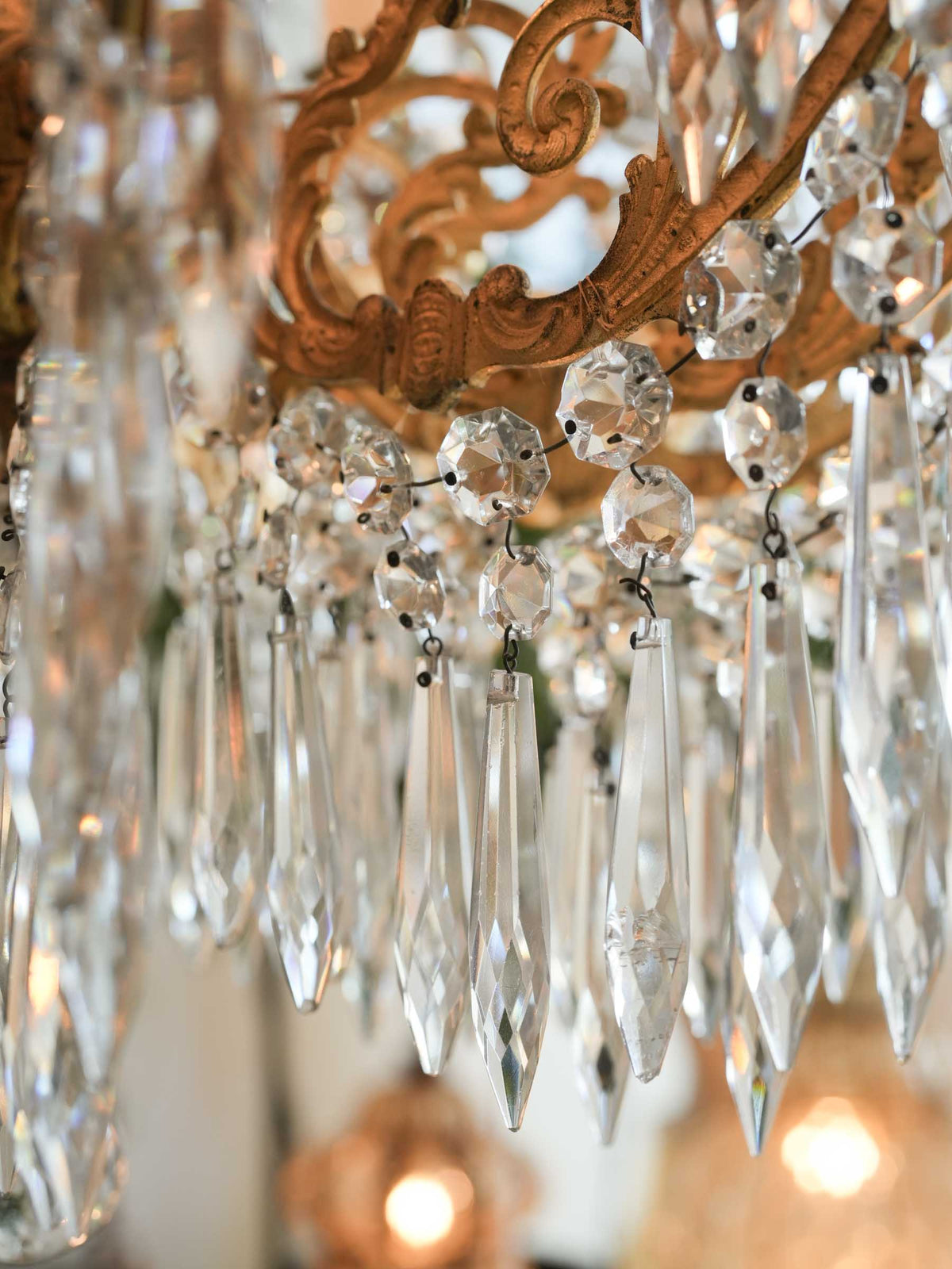 Lavish 19th-Century French Gilt-Bronze and Crystal Twelve-Light Chandelier - 31½" x 19¾"