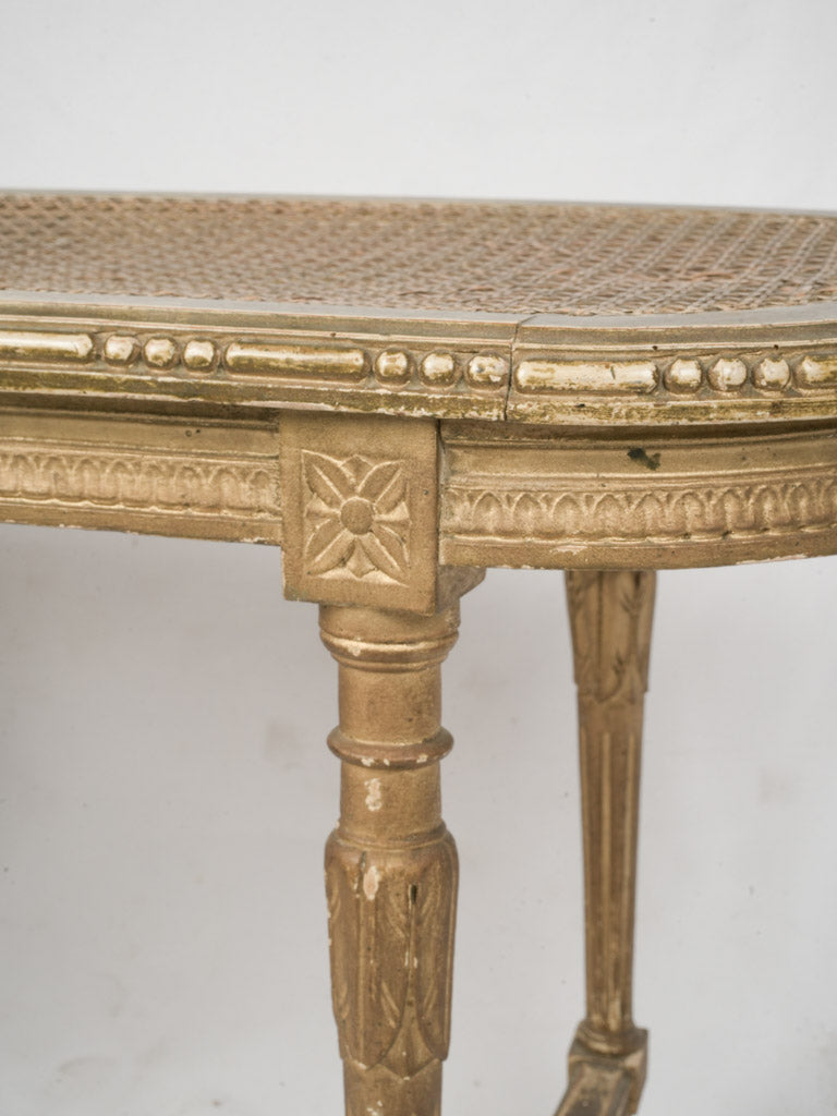 Decorative openwork cane bench  