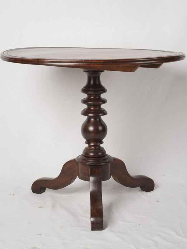 19th-century French walnut bistro table - round 33"