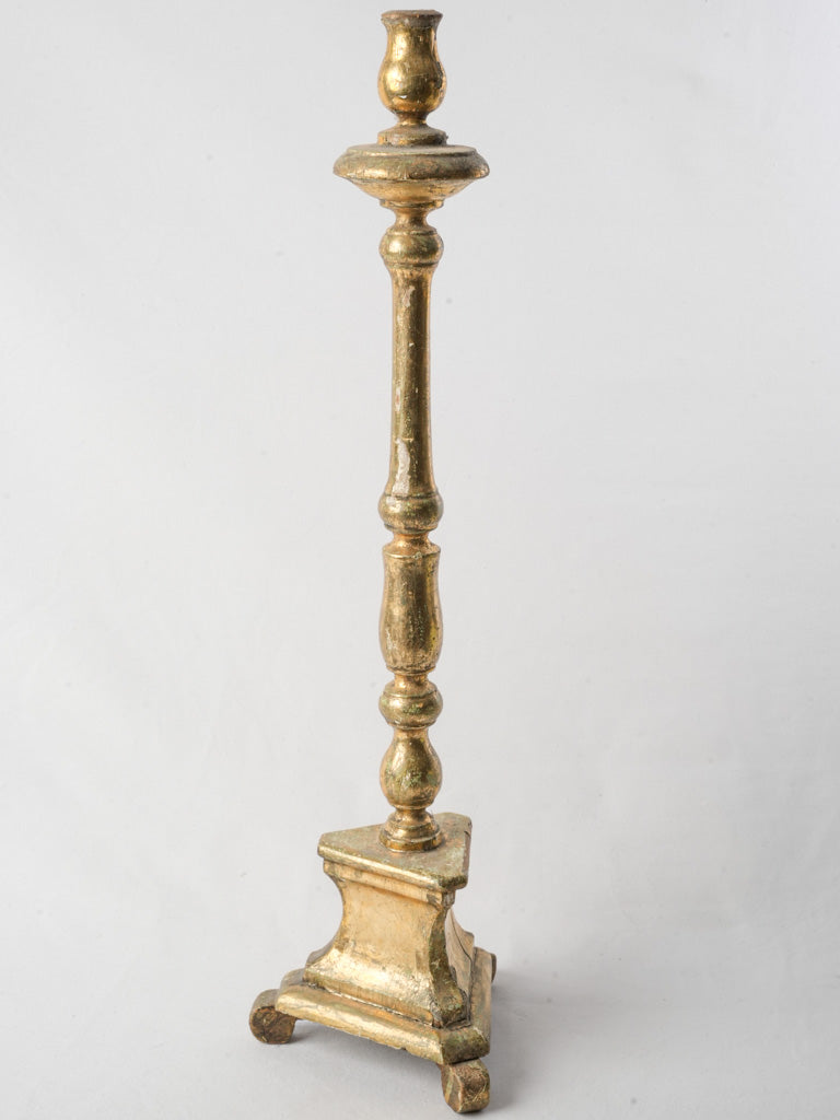 Graceful 18th-Century Gilt Wood Candlestick - 26"